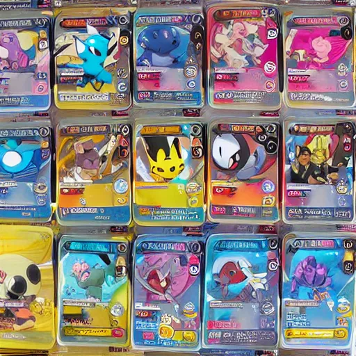 Image similar to pokemon cards with snooki, joe biden, nicki minaj, kim kardashian, osama bin laden, pokemon anime style, hd 8k image high detail, at target