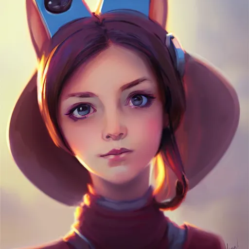 Image similar to portrait of a cute young woman with robot ears, 4k, sharp focus, Andreas Rocha