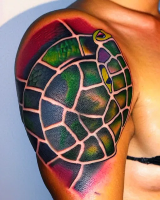 Geometric turtle, tattoo design. Part 2 | The Dots