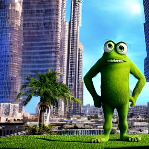 Image similar to mike wazowski in csi : miami, 4 k hd still