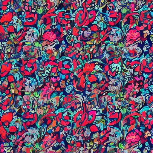Image similar to a beautiful, symmetric floral pattern by james jean, multicolor, ultra high details, triade color scheme, # 2 2 3 3 e 6