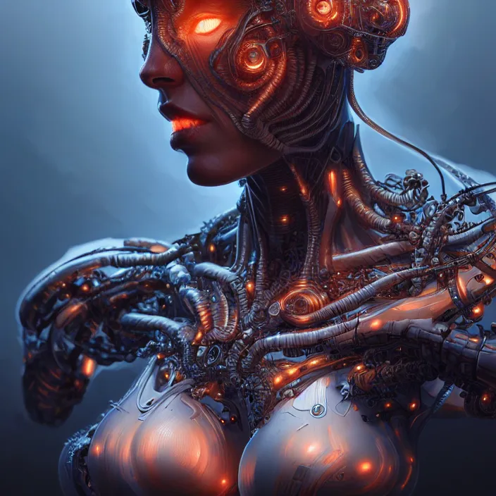 Image similar to organic cyborg, diffuse lighting, fantasy, intricate, highly detailed, lifelike, photorealistic, digital painting, artstation, illustration, concept art, smooth, sharp focus