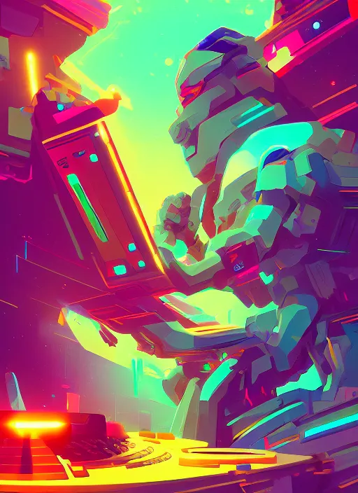 Prompt: Djing in front of the universe, digital art, hyper detailed, trending on artstation, by Anton Fadeev and Greg Rutkowski, 4K