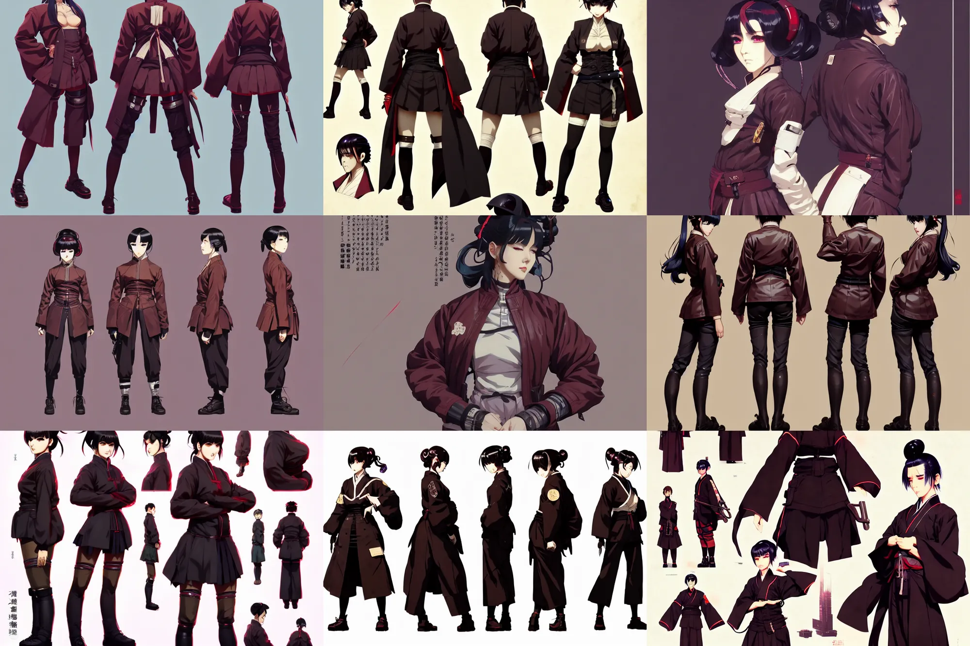 An anime character reference sheet of a female, Stable Diffusion