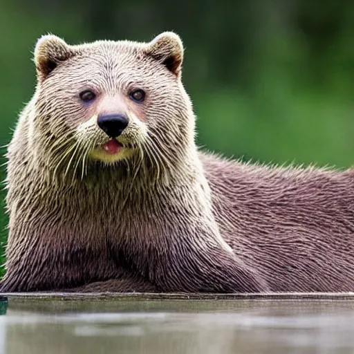 Prompt: half cat, half otter, half grizzly bear