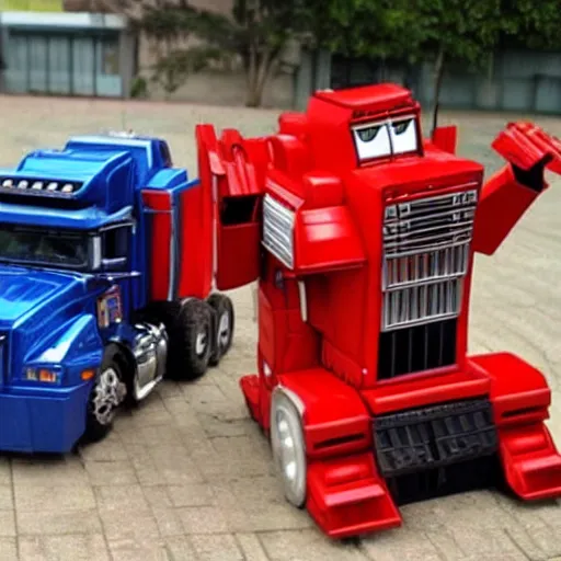 Image similar to optimus prime transforming into a truck