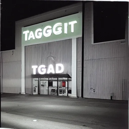 Prompt: Target shopping exterior at night with fog in a car park with a single shopping trolley liminal space photograph Polaroid