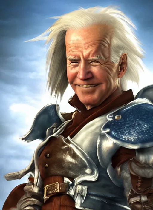 Image similar to a full portrait photo of biden in final fantasy ix style, f / 2 2, 3 5 mm, 2 7 0 0 k, lighting, perfect faces, award winning photography.