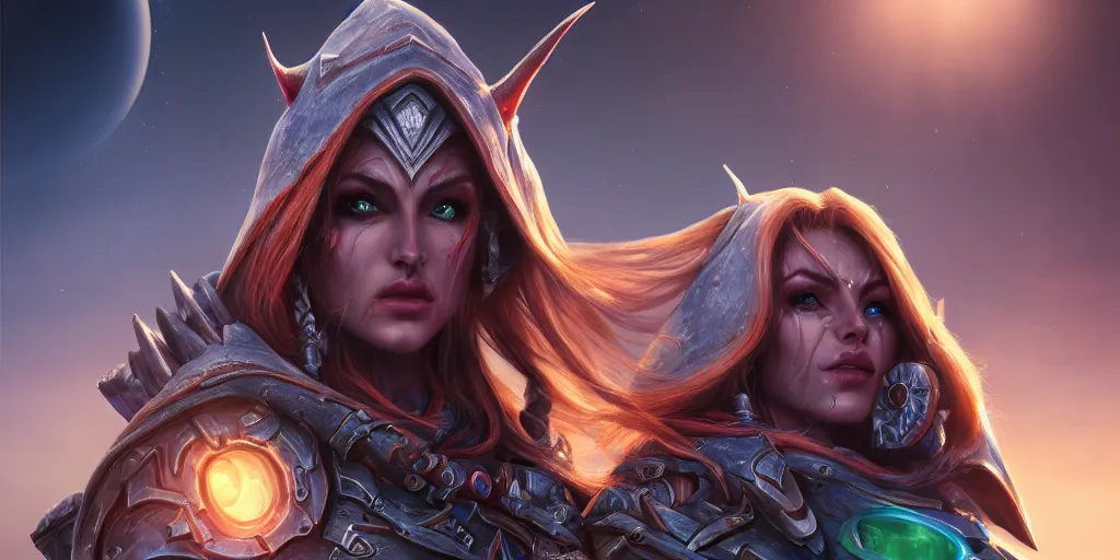 Image similar to hyperrealist portrait of sylvanas windrunner on a blue planet. by bayard wu, fantasy, photorealistic, octane render, unreal engine, dynamic lighting, trending on artstation, poster, volumetric lighting, very detailed faces, 4 k, award winning