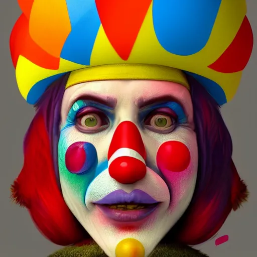 Image similar to Portrait of a colorful happy joyful clown, artstation, cgsociety, masterpiece