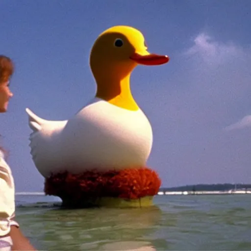 Image similar to a giant duck, a still of attack of the 5 0 ft. woman ( 1 9 9 3 )