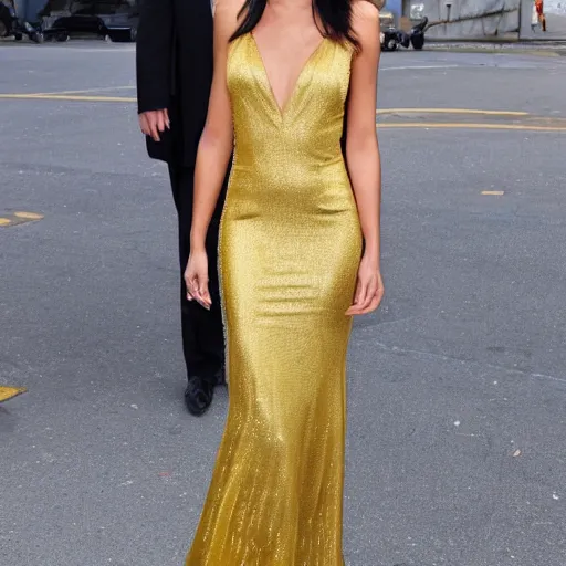 Prompt: She looks perfect in that golden dress!
