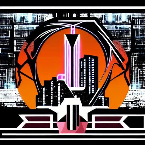 Prompt: art - deco logo for a cyberpunk anime series