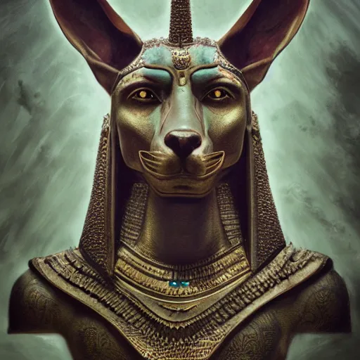 Image similar to portrait of anubis, intricate artwork, concept art, octane render, deviantart, cinematic, key art, hyperrealism, iridescent accents, portrait photograph, nikon 3 5 mm, photograph by greg rutkowski