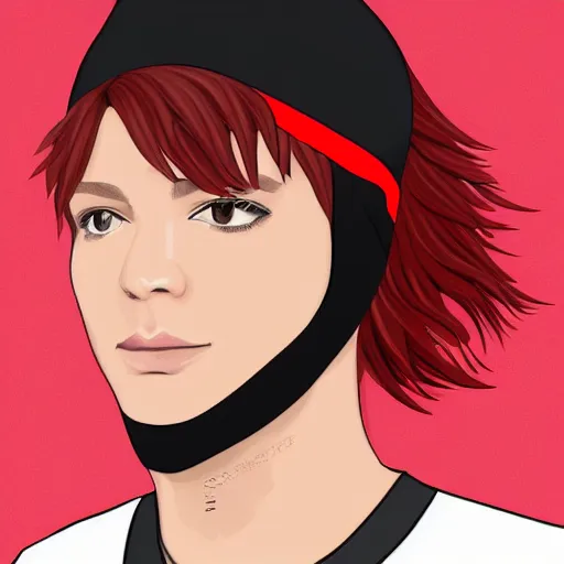 Image similar to professional digital art of a fashionable young man with red hair and a black sweatband, high quality, highly detailed, HD, 8K