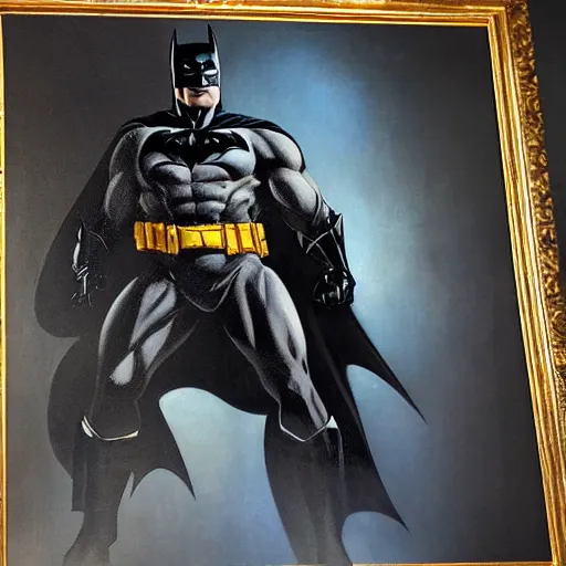 Prompt: an ultra - realistic portrait painting of batman in the style of frank frazetta. 4 k. ultra - realistic. highly detailed. dark fantasy. dark lighting.
