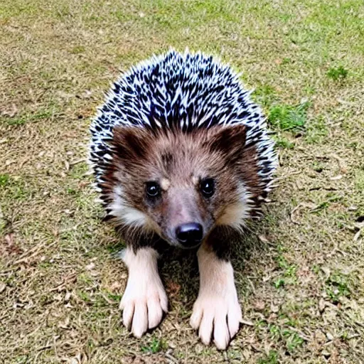 Image similar to a dog and a hedgehog as one animal.