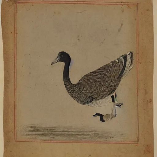 Prompt: manuscript showing angry geese