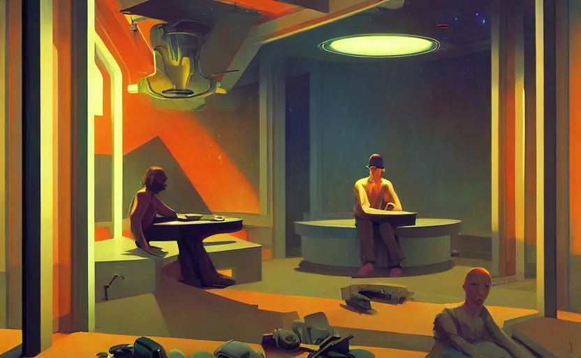 Prompt: inside a time machine portal to the galaxy, very coherent, painted by Edward Hopper, Wayne Barlowe, painted by James Gilleard, airbrush, art by JamesJean