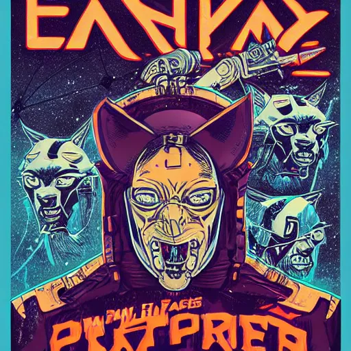 Image similar to lynx - headed space pirate, science fiction, pulp sci fi, heavy metal magazine, illustration