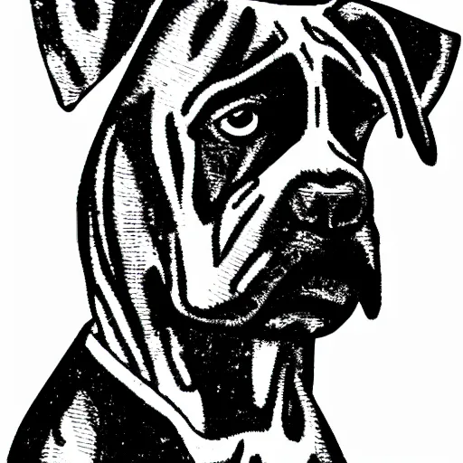 boxer dog clipart black and white