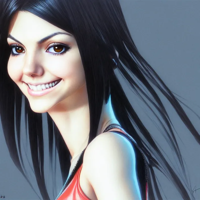 Image similar to portrait of victoria justice, by katsuhiro otomo, yoshitaka amano, nico tanigawa, and artgerm rendered with 3 d effect, sweet artpiece.