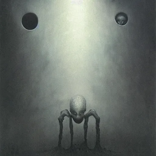 Prompt: alien creautes coming from the Hell by zdzisław beksiński