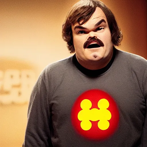 Image similar to jack black starring as live action pac - man the movie, 8 k, movie still