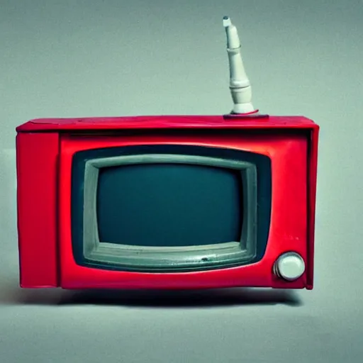 Image similar to old tv showing red background with a white arrow