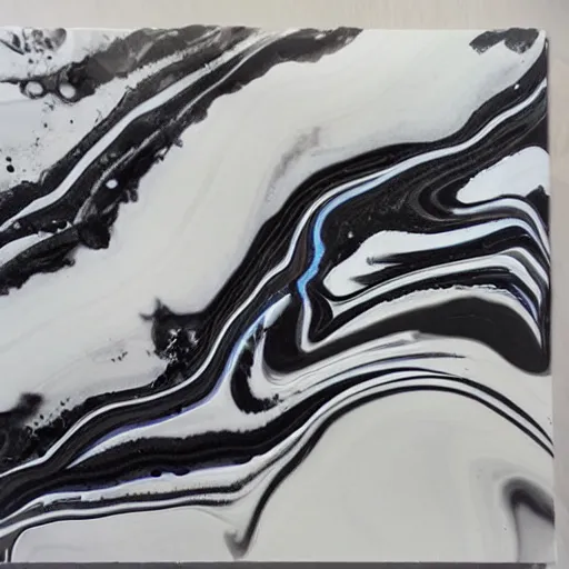 Prompt: liquid marble acrylic fluid paint, black ink in white backgroud