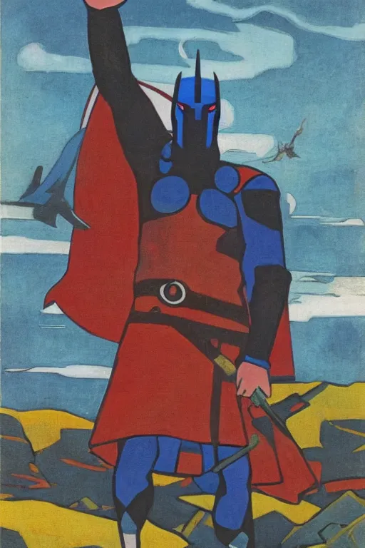 Prompt: thor with hummer, marvel, artwork by nicholas roerich,