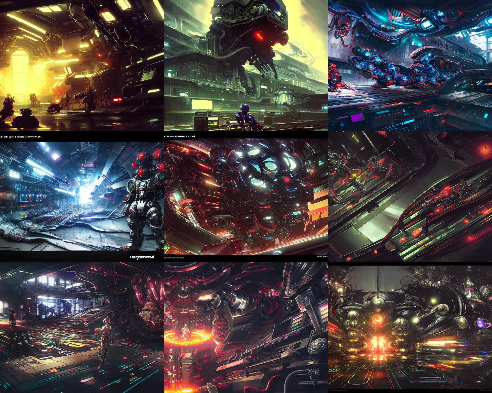 Prompt: whoever stared at this screen control millions or billion of ongoing operations communion circuits ; mind links ; vibrant, hyperdetailed concept art, by caravaggio, inspired by masamune shirow and ross tran and james gurney, artstation, octane render hdr, rtx, hd photorealistic concept art