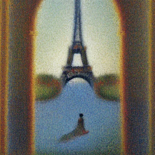 Image similar to the eiffel tower painting by Georges Seurat, 8k