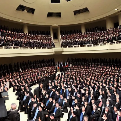 Prompt: a picture from the inauguration ceremony of a government in israel that lasts 4 years