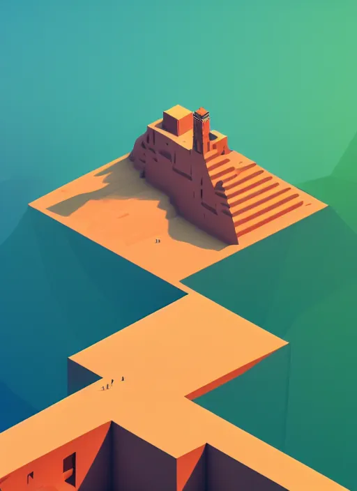 Prompt: a low poly isometric render of a morocco in the style of monument valley, intricate, elegant, smooth shading, soft lighting, illustration, simple, solid shapes, by magali villeneuve, jeremy lipkin and michael garmash, rob rey and kentaro miura style, octane render