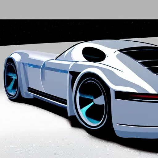 Image similar to photo of porsche spaceship, highly detailed, realistic shaded lighting, designed by syd mead, 8 k