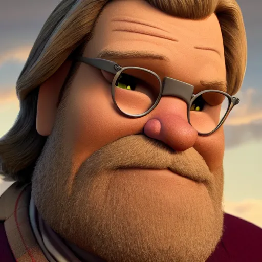 Image similar to jeff bridges as a pixar disney character from up ( 2 0 0 9 ), unreal engine, octane render, 3 d render, photorealistic