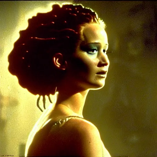 Prompt: jennifer lawrence as the bride of frankenstein, color photography, sharp detail, still from the movie van helsing