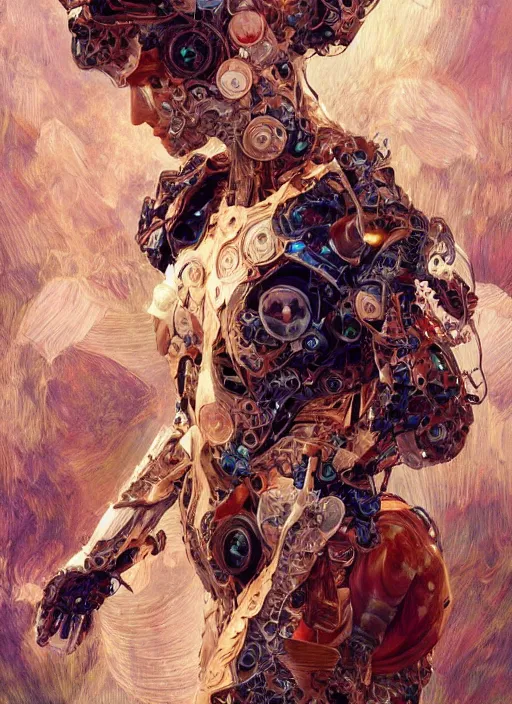 Image similar to lionel messi as a organic cyborg, diffuse lighting, fantasy, intricate, elegant, highly detailed, lifelike, photorealistic, digital painting, artstation, illustration, concept art, smooth, sharp focus, art by john collier and albert aublet and krenz cushart and artem demura and alphonse mucha