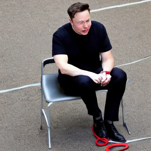 Image similar to elon musk learning how to tie his shoes