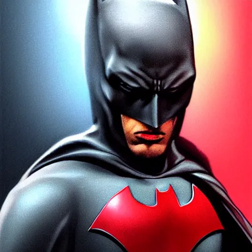 Image similar to photorealistic batman is wearing a red beanie. hyperdetailed photorealism