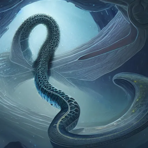 Image similar to living serpent constellation, extremely detailed, 8 k, fantasy, elegant, pale, highly detailed, digital painting, artstation, concept art, smooth, sharp focus, illustration,