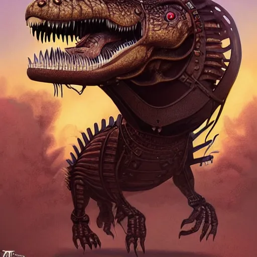 Image similar to Lofi steamPunk tyrannosaurus rex, Pixar style by Tristan Eaton Stanley Artgerm and Tom Bagshaw