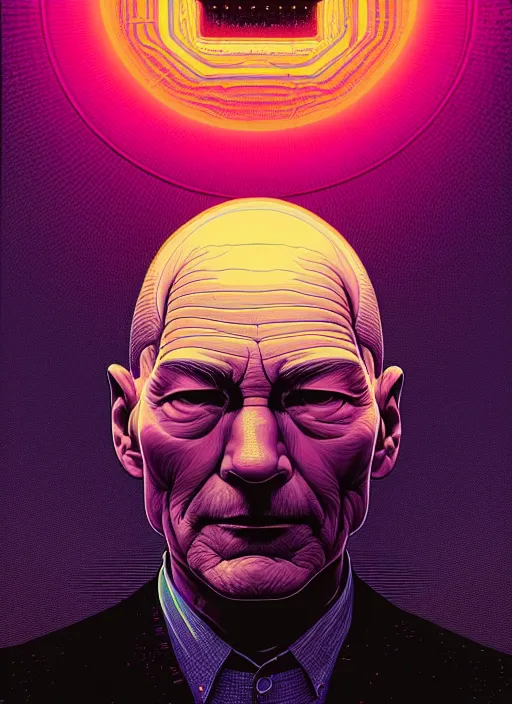 Prompt: symmetry!! stunning portrait of patrick stewart charles xavier, by victo ngai, kilian eng vibrant colors, dynamic lighting, digital art, winning award masterpiece, fantastically beautiful, illustration, aestheticly inspired by beksinski and dan mumford, upscale with simon stalenhag work, artstation, 8 k