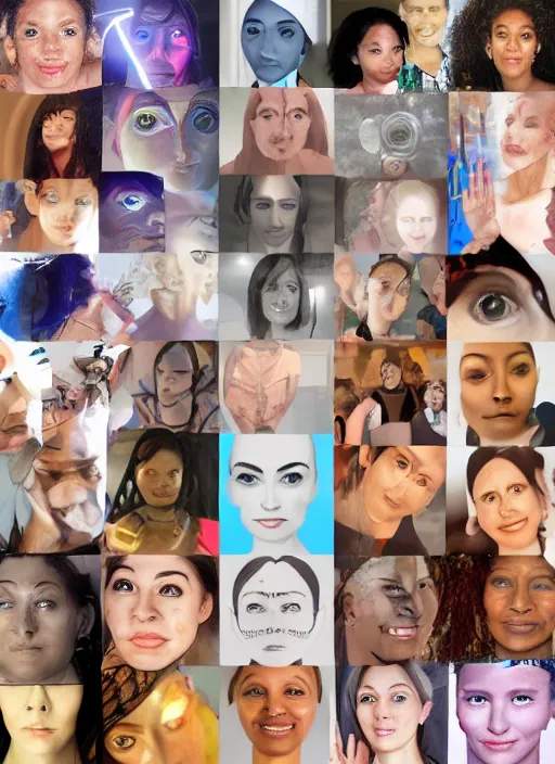 Image similar to diverse eyes! collage, teams, healing, energetic, life, hybrids, thin glowing devices, reflections, vitals visualiser!!, advanced art, art styles mix, from wikipedia, grid of styles