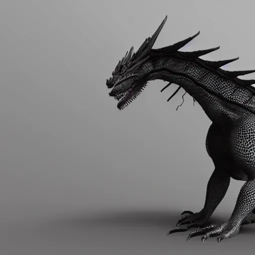 Prompt: wireframe render of a dragon