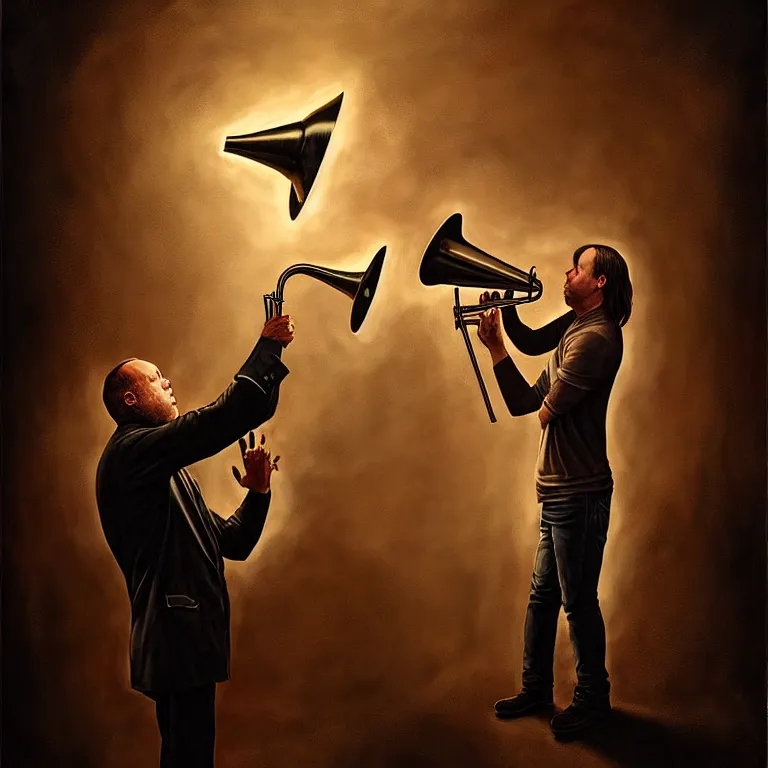 Prompt: epic professional digital art of alex jones holding a bullhorn, atmospheric lighting, painted, intricate, detailed, by leesha hannigan, wayne haag, reyna rochin, ignacio fernandez rios, mark ryden, iris van herpen.