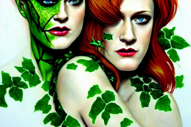 Image similar to portrait of evan rachel wood as poison ivy, detailed