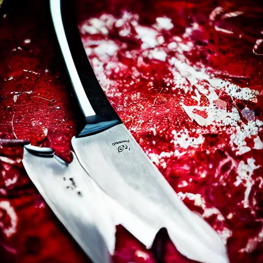 Prompt: wedding knife blood dripping demonic in a surrealismi style