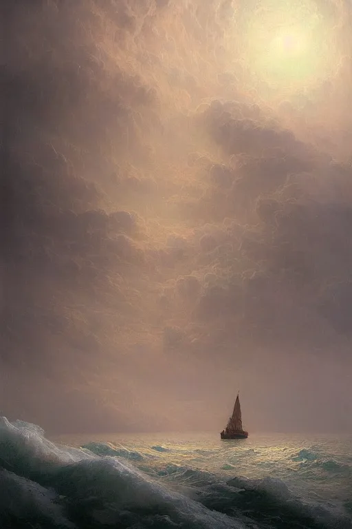 Prompt: A massive stunning detailed deity emerging from a stormy ocean by Ivan Aivazovsky, agostino arrivabene, Greg Rutkowski, digital painting, beautiful lighting, full moon, detailed swirling water tornado, artstation